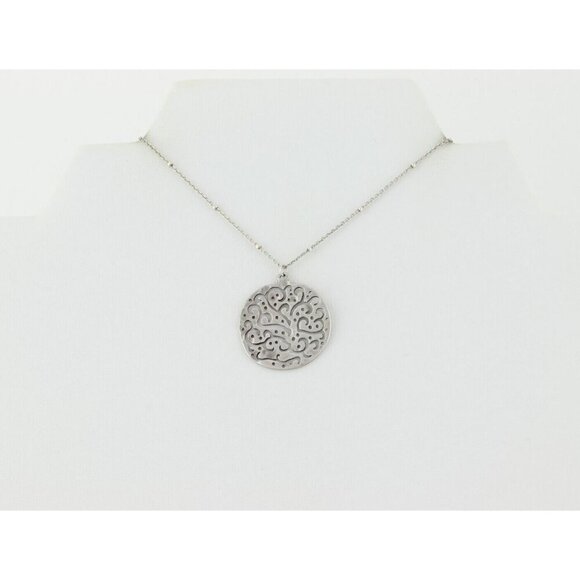 Sterling Silver Filigree Cut Above Circle Necklace 18" Chain  Silpada - Picture 6 of 8